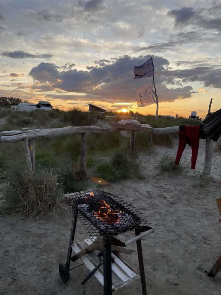 Beach fire in Camargue, bivouac mood